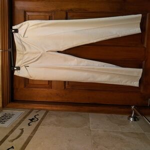 Tahari white shiny cotton pants with zipper pockets 4P